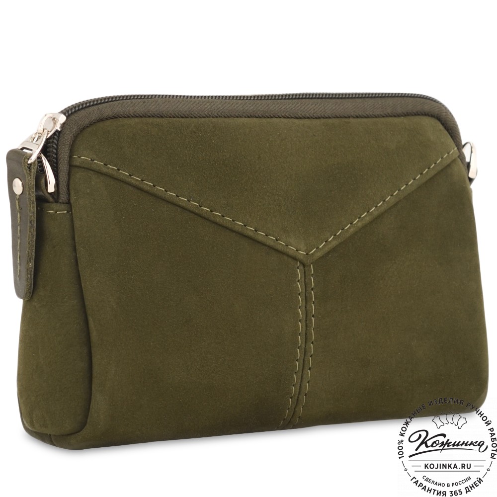  Кожаный клатч "Марта" (нубук хаки)